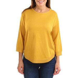Cable & Gauge Mustard Yellow 3/4 Sleeve Sweater - Women's Size Small - Stylish